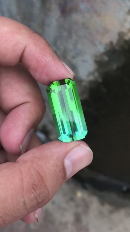 Green bicolour color tourmaline